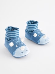 Blue DInosaur Sensory Sock Top Baby Shoes (0-2mths) - Image 1 of 5