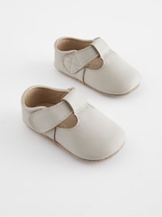 Neutral Stone - Baby læder T-Bar Sko (0-24måneder) - Billede 1 af 3