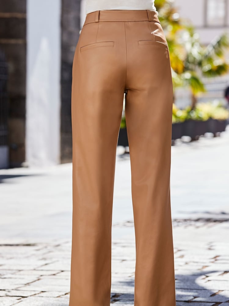 Sosandar Brown Slim Wide Leg Trousers - Image 2 of 5 Sosandar Brown Slim Wide Leg Trousers - Image 2 of 5