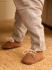 Tan Brown Suede Lace-Up Baby Shoes (0-24mths) - Image 2 of 8
