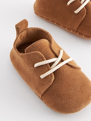 Tan Brown Suede Lace-Up Baby Shoes (0-24mths) - Image 7 of 8