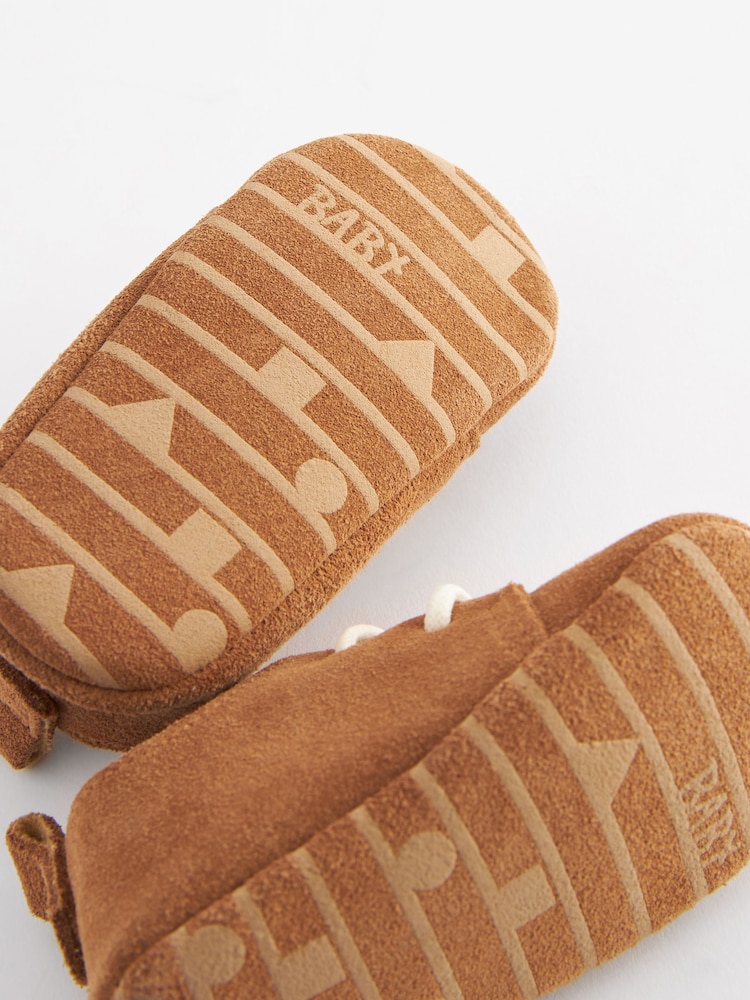 Tan Brown Suede Lace-Up Baby Shoes (0-24mths) - Image 8 of 8