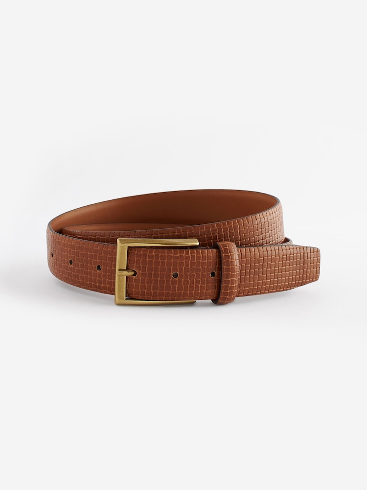 Tan Brown PU Textured Belt - Image 1 of 3