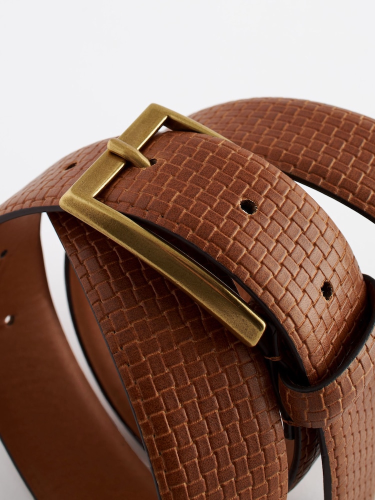 Tan Brown PU Textured Belt - Image 2 of 3