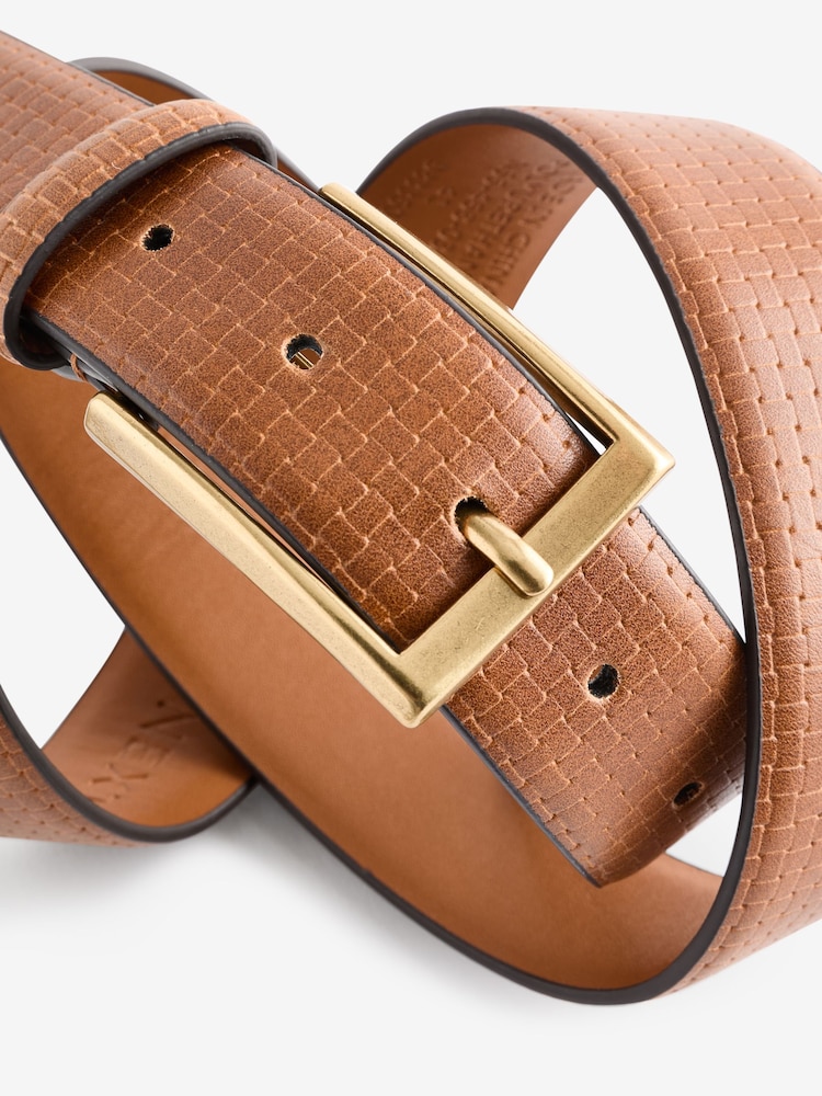Tan Brown PU Textured Belt - Image 3 of 3