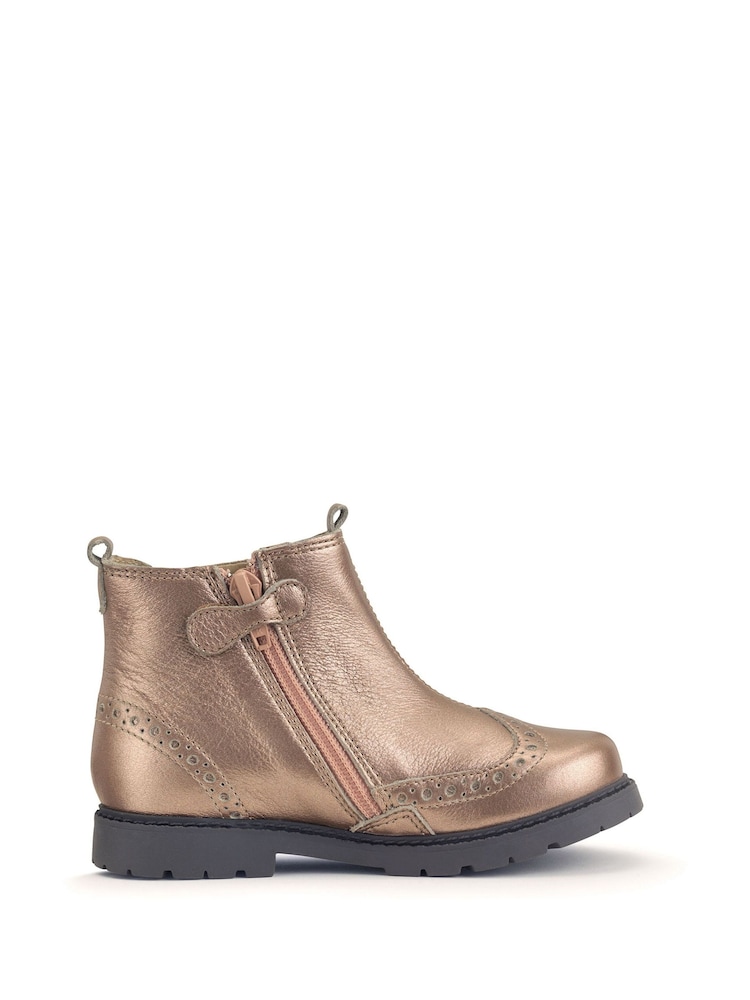 Start-Rite Natural Chelsea Zip Up Leather Brogue Boots - Image 2 of 4