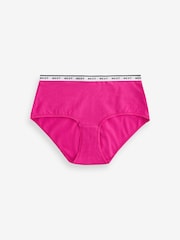 Pink/Stripe/Lime Green Midi Cotton Rich Logo Knickers 4 Pack - Image 6 of 9