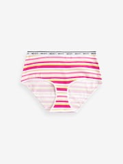 Pink/Stripe/Lime Green Midi Cotton Rich Logo Knickers 4 Pack - Image 7 of 9