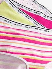 Pink/Stripe/Lime Green Midi Cotton Rich Logo Knickers 4 Pack - Image 9 of 9
