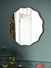 Clarke & Clarke Gold Wobble Round Mirror - Image 1 of 4