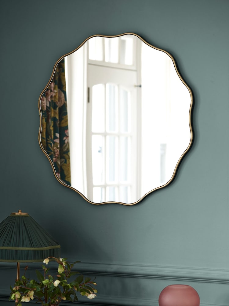 Clarke & Clarke Gold Wobble Round Mirror - Image 1 of 4