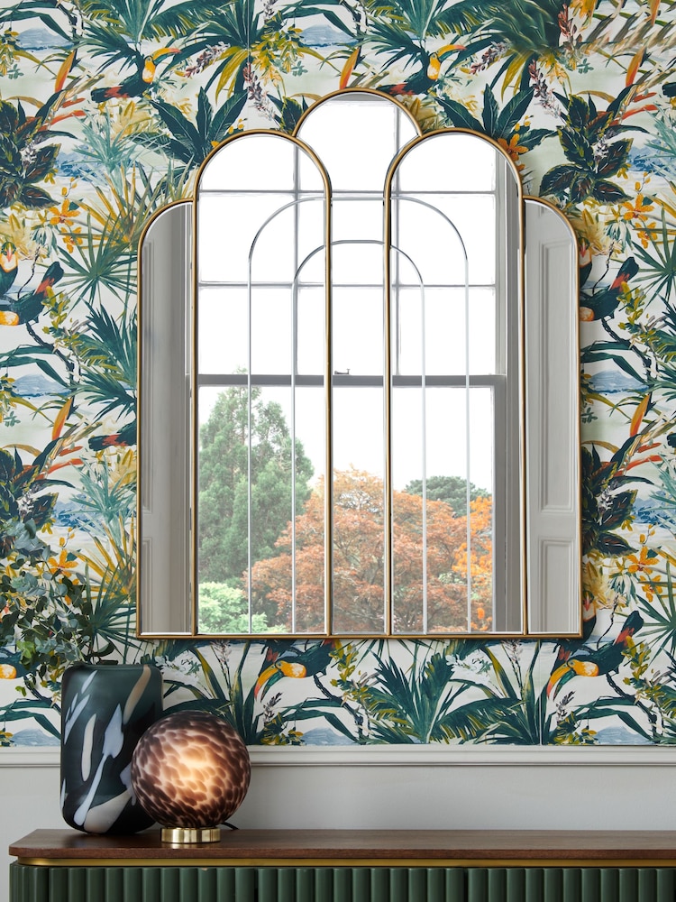 Clarke & Clarke Gold Arched Decor Mirror - Image 1 of 5