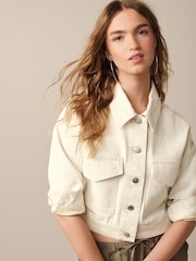 Cream Cotton Utility Jacket - Image 1 of 6
