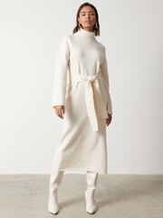 Pretty Lavish Cream Wrenley Midaxi Knitted Jumper Dress - Image 1 of 3