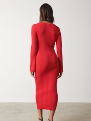 Pretty Lavish Red Lana Sweetheart Neck Knitted Jumper Dress - Image 2 of 3