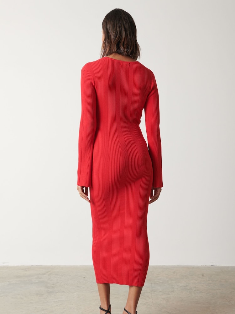 Pretty Lavish Red Lana Sweetheart Neck Knitted Jumper Dress - Image 2 of 3