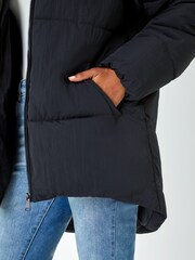 Roman Black Oversized Padded Coat with Hood - Image 5 of 5
