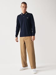 Fred Perry Straight Fit Stone Twill Trousers - Image 1 of 7