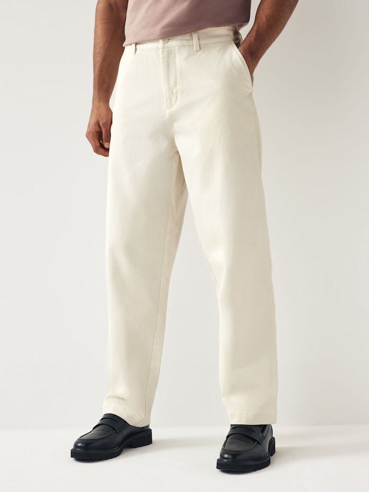 Fred Perry Straight Fit Bedford Cord Ecru White Trousers - Image 1 of 7 Fred Perry Straight Fit Bedford Cord Ecru White Trousers - Image 1 of 7