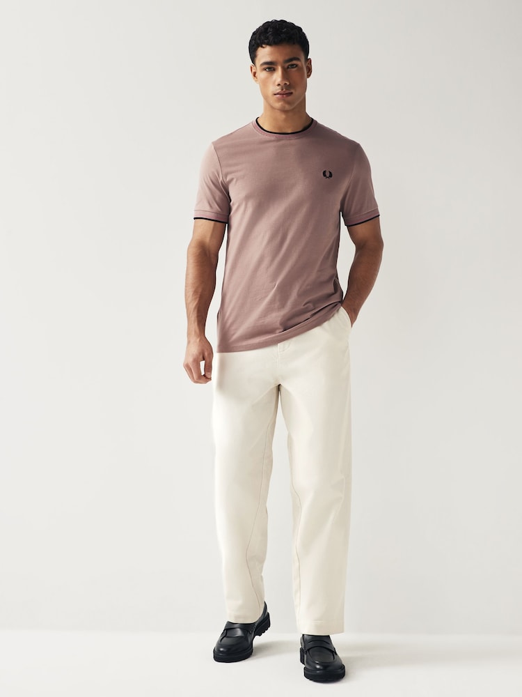Fred Perry Straight Fit Bedford Cord Ecru White Trousers - Image 2 of 7 Fred Perry Straight Fit Bedford Cord Ecru White Trousers - Image 2 of 7