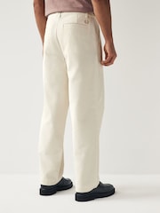 Fred Perry Straight Fit Bedford Cord Ecru White Trousers - Image 3 of 7