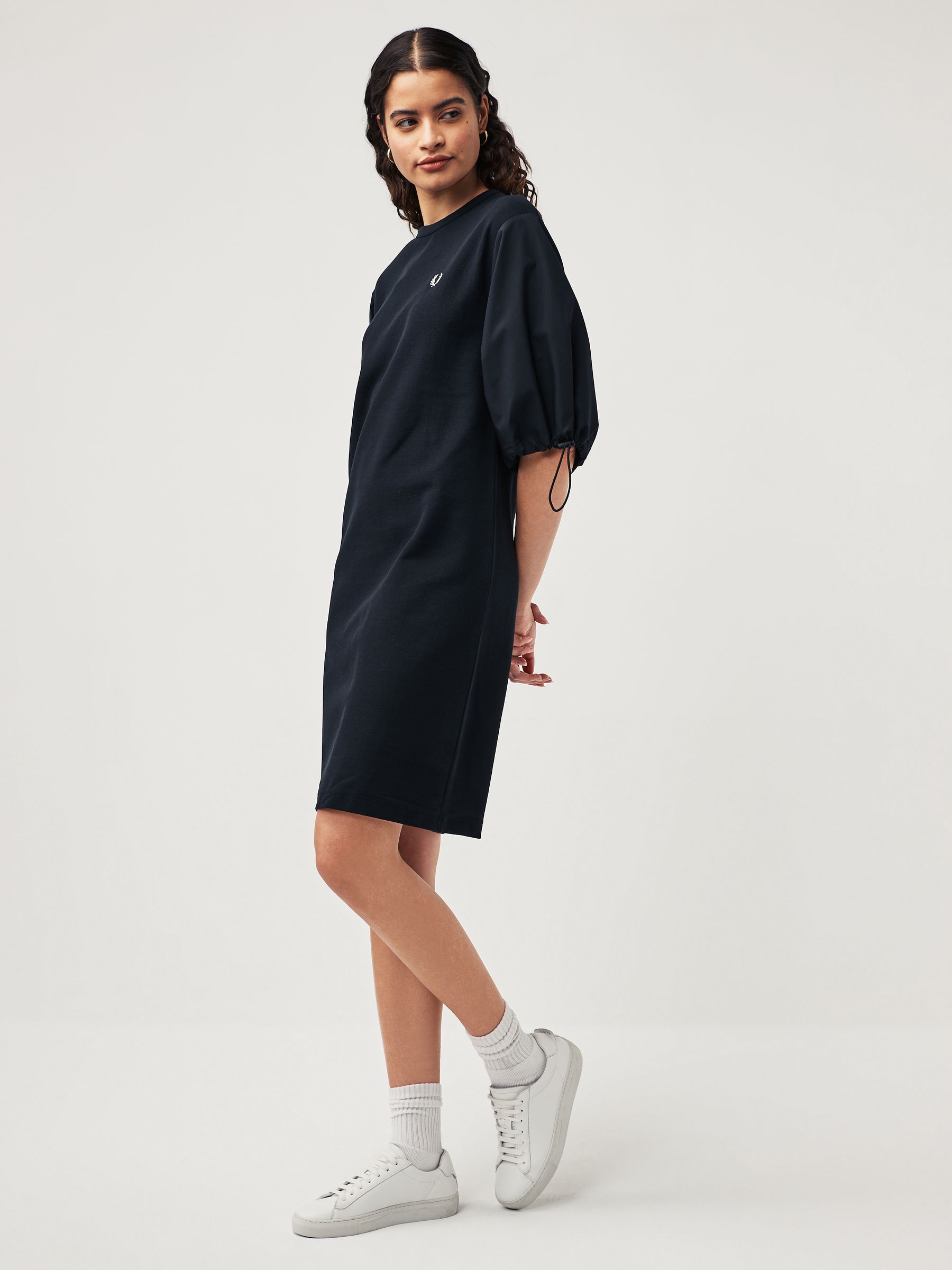 Buy Fred Perry Gathered Sleeve Black Dress from Next Luxembourg