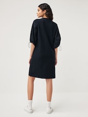 Fred Perry Gathered Sleeve Black Dress - Image 2 of 8