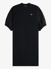 Fred Perry Gathered Sleeve Black Dress - Image 6 of 8