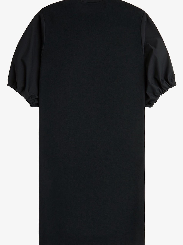 Fred Perry Gathered Sleeve Black Dress - Image 8 of 8