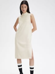 Fred Perry Ecru White Ponitelle Detail Knitted Dress - Image 2 of 6