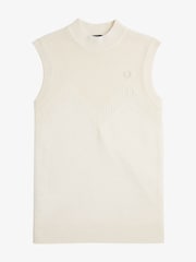 Fred Perry Ecru White Ponitelle Detail Knitted Vest - Image 3 of 4
