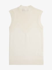 Fred Perry Ecru White Ponitelle Detail Knitted Vest - Image 4 of 4