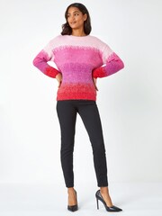 Roman Pink Contrast Stripe Print Knit Jumper - Image 2 of 5