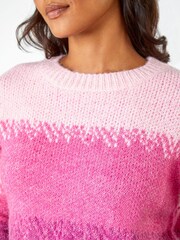 Roman Pink Contrast Stripe Print Knit Jumper - Image 5 of 5