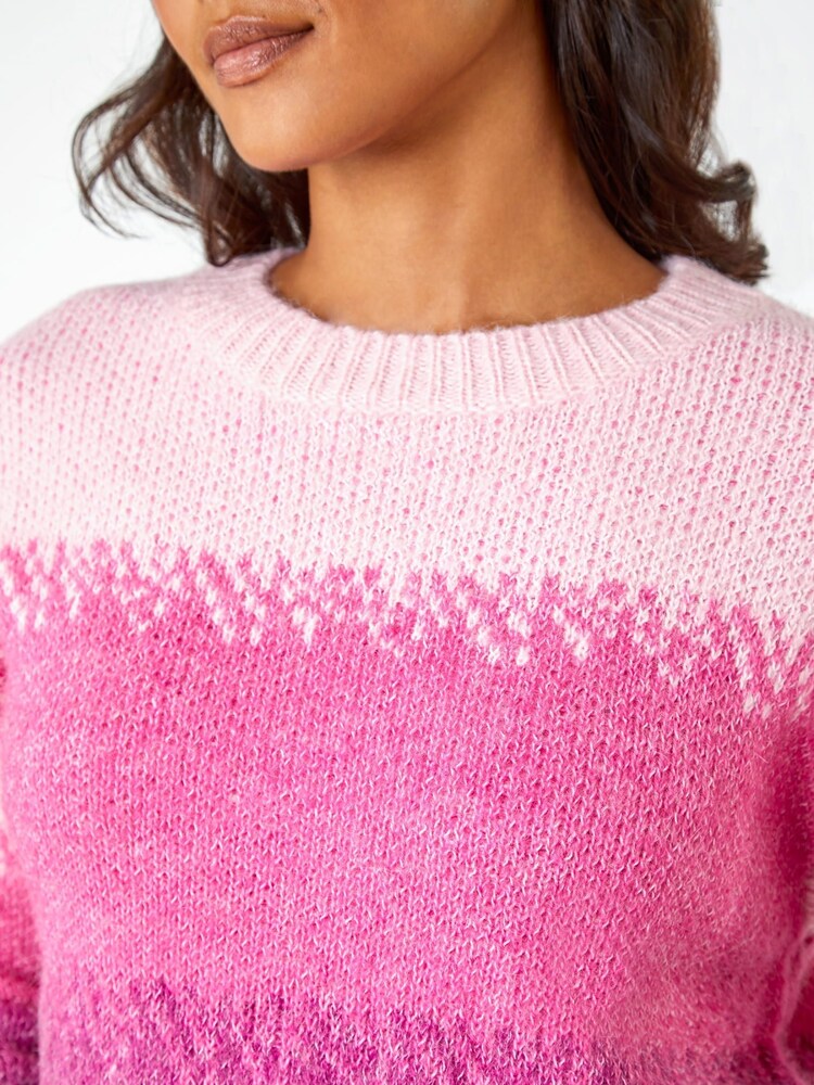 Roman Pink Contrast Stripe Print Knit Jumper - Image 5 of 5