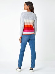 Roman Grey Contrast Stripe Print Knit Jumper - Image 3 of 5