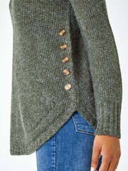 Roman Green Button Detail Curved Hem Jumper - Image 5 of 5