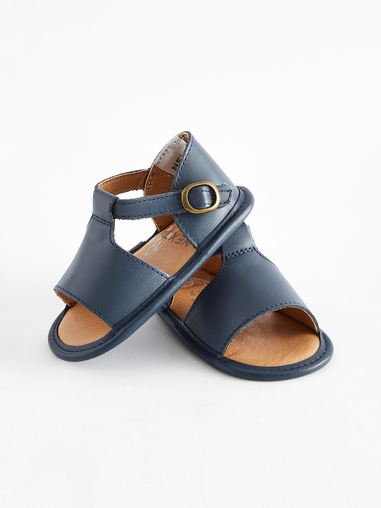 Navy Leather Baby Sandals (0-24mths) - Image 2 of 6