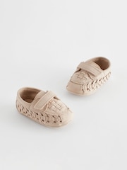 Stone Neutral Woven Baby Loafers (0-24mths) - Image 1 of 7