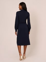 Adrianna Papell Blue Long Sleeve Wrap Dress - Image 2 of 7