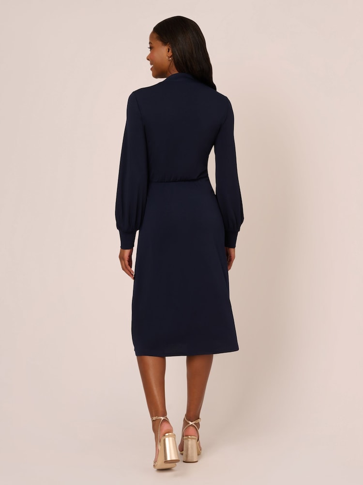 Adrianna Papell Blue Long Sleeve Wrap Dress - Image 2 of 7