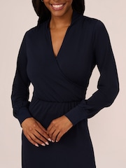 Adrianna Papell Blue Long Sleeve Wrap Dress - Image 4 of 7