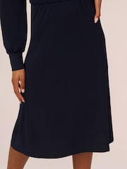 Adrianna Papell Blue Long Sleeve Wrap Dress - Image 5 of 7