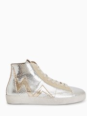 AllSaints Gold Tundy Bolt Met High Trainers - Image 1 of 6