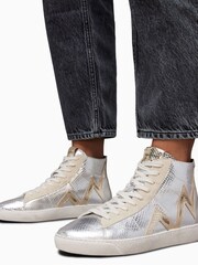 AllSaints Gold Tundy Bolt Met High Trainers - Image 6 of 6