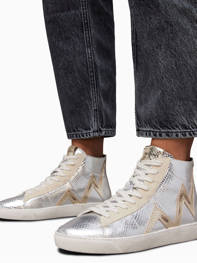 AllSaints Gold Tundy Bolt Met High Trainers - Image 6 of 6