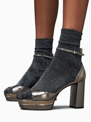 AllSaints Gold Tia Met Platform Heels - Image 1 of 5