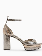 AllSaints Gold Tia Met Platform Heels - Image 3 of 5