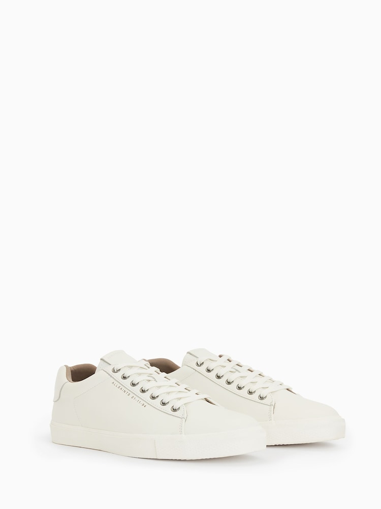AllSaints White Brody Leather Low Top Trainers - Image 2 of 7