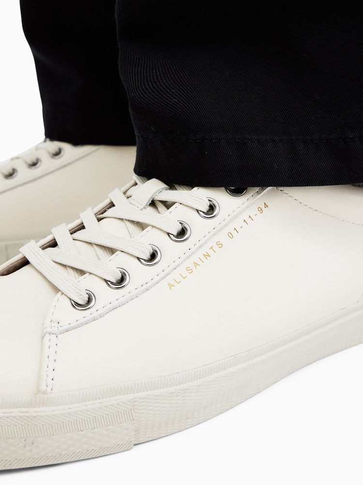 AllSaints White Brody Leather Low Top Trainers - Image 7 of 7